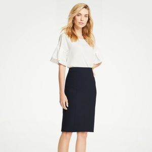 Petite Seasonless Stretch Seamed Pencil Skirt Navy